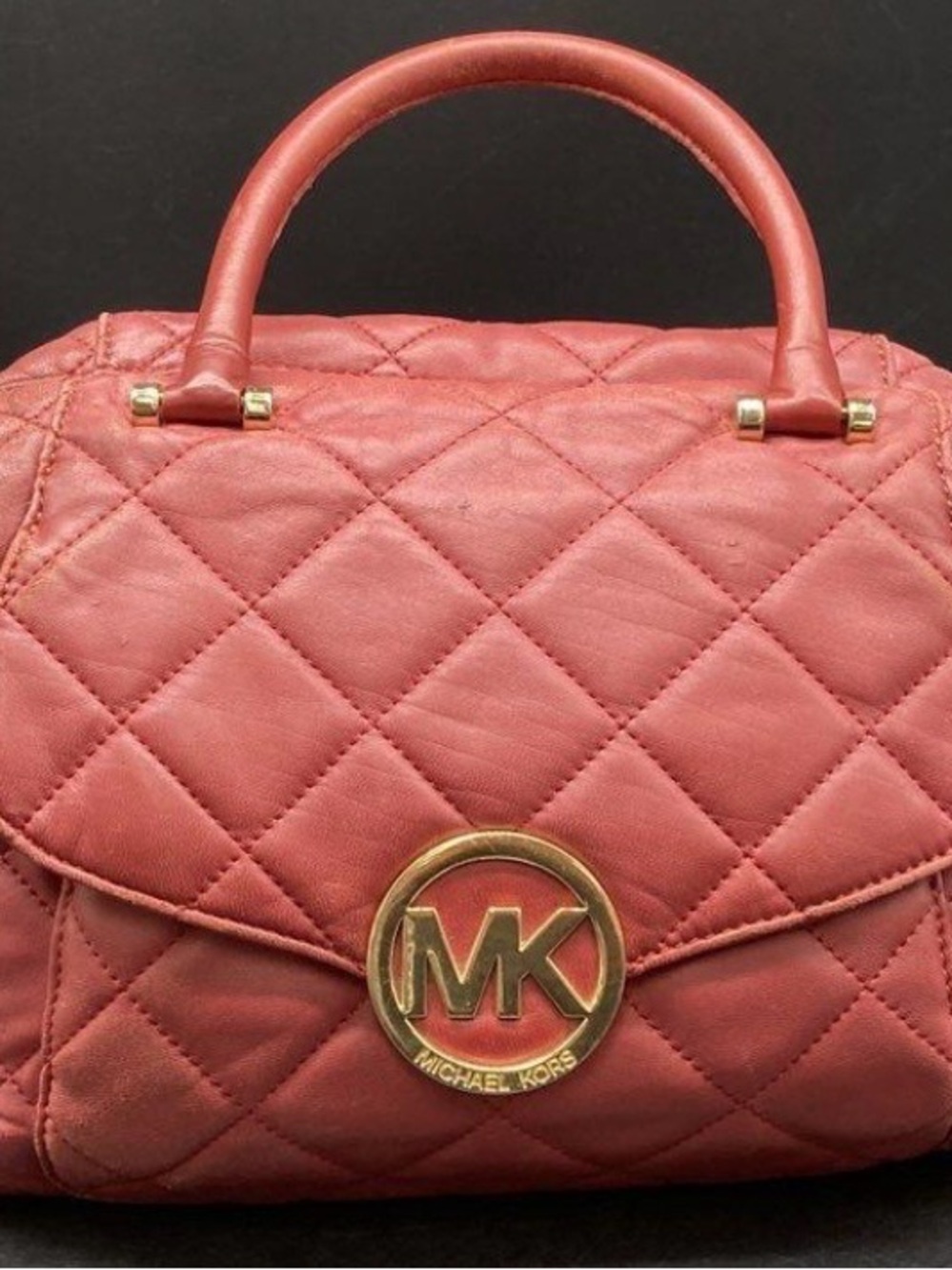 Michael Kors Quilted Coral-Pink Top-Handle Satchel